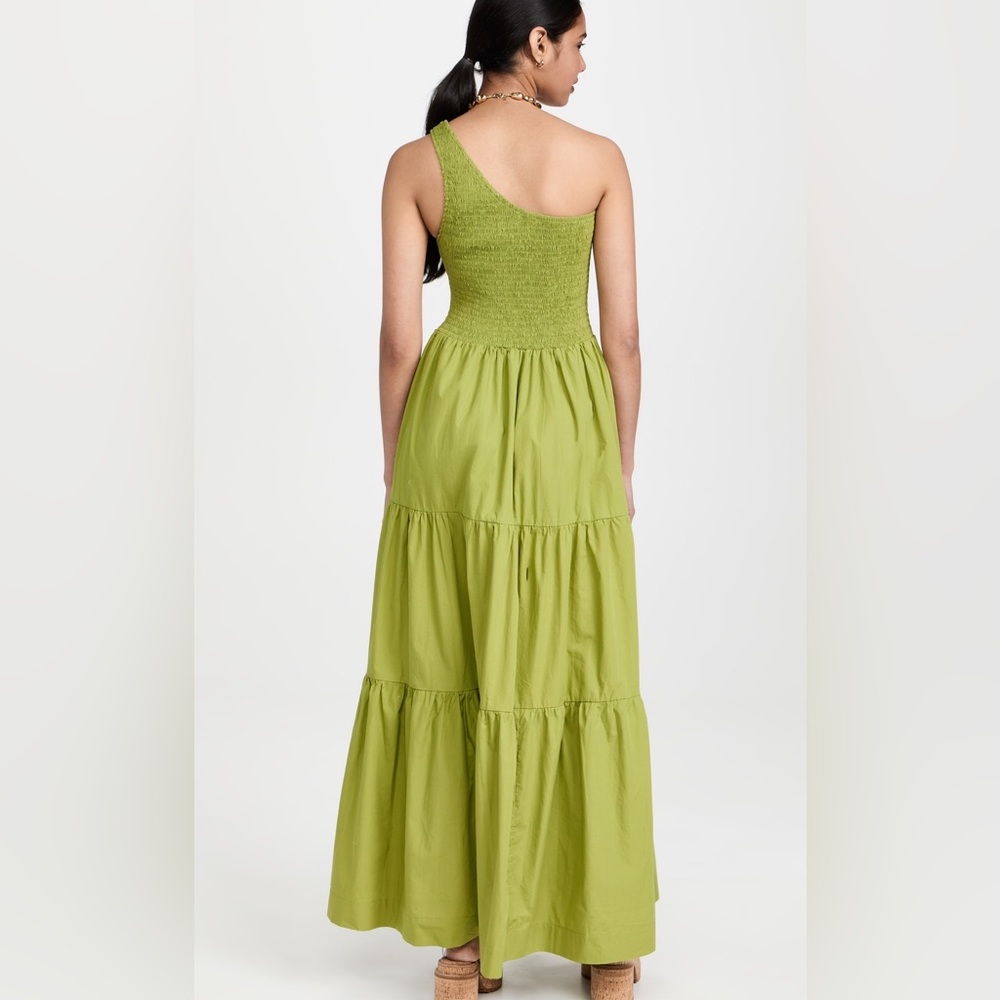Like New S/W/F Lime Yellow Green Asymmetric Maxi Dress Smocked - Picture 3 of 8